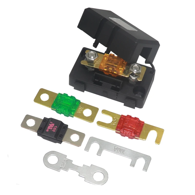 【1Set】ANS-H Auto/Car Fork Bolt Fuse Holder/Case/Box Large Current 30A40A50A60A80A100A125A150A175A200A for Electrocar/Mobility Sc