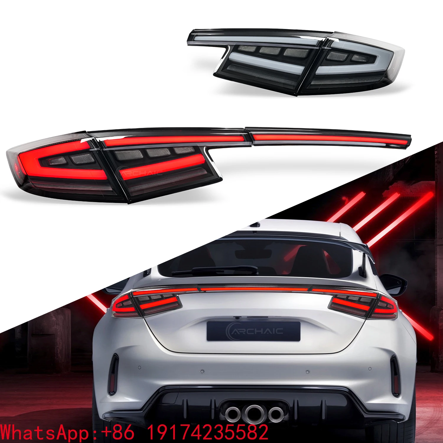 

ForArchaic LED Taillights Plug & Play for 11th Gen Civic Type-R FL1 FL2 FL5 Sequential Turn Signals 2022-2025 Hatchback Tail Lig