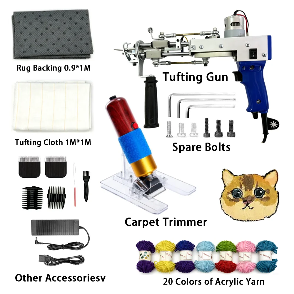 Professional Tufting g un Starter Kit 2 in 1 Function Rug Tufting Machine Kit for DIY Tapestry Home Decor Gift