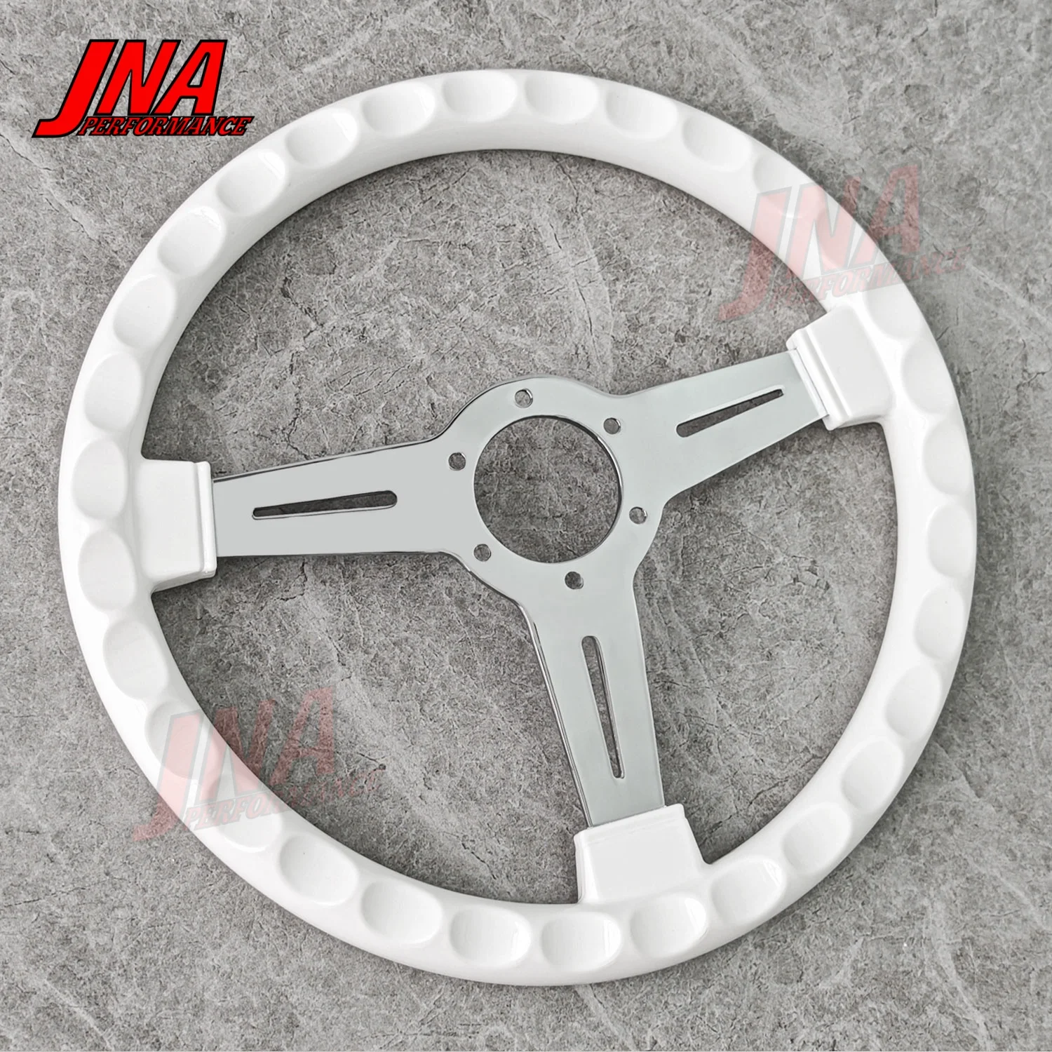 طبق مسطح خمر الأبيض ABS عجلة القيادة العالمي سيارة رياضية ضبط عجلة القيادة PC-ST06