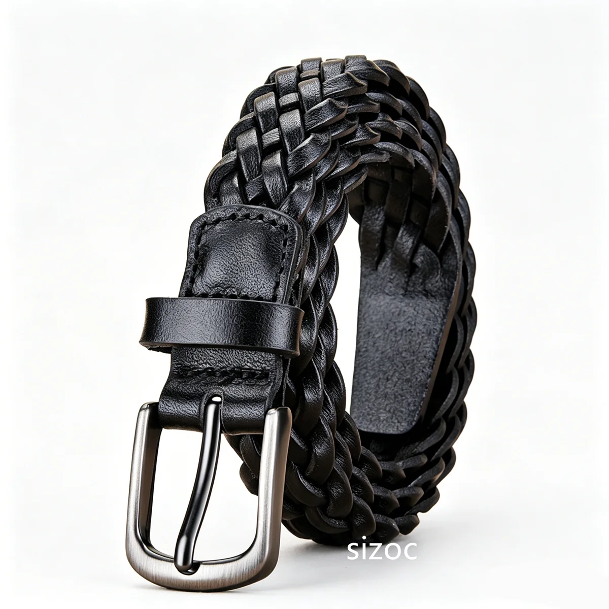 WoMen's Genuine Leather Braided Belt — Top Grain Cowhide, Casual Pin Buckle for Jean