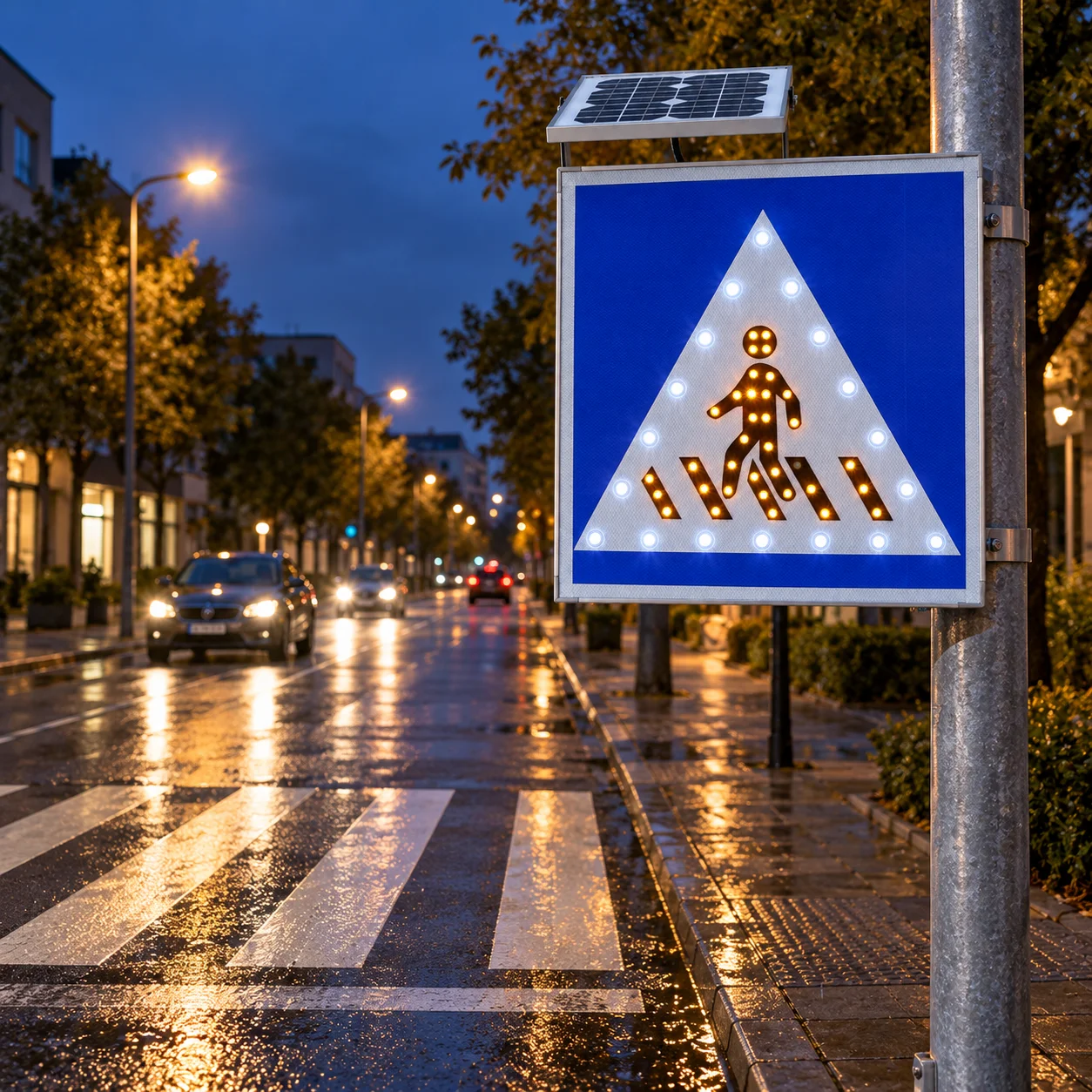 Title Factory Direct Solar LED Pedestrian Crossing Sign High Visibility Road Safety Warning Sign