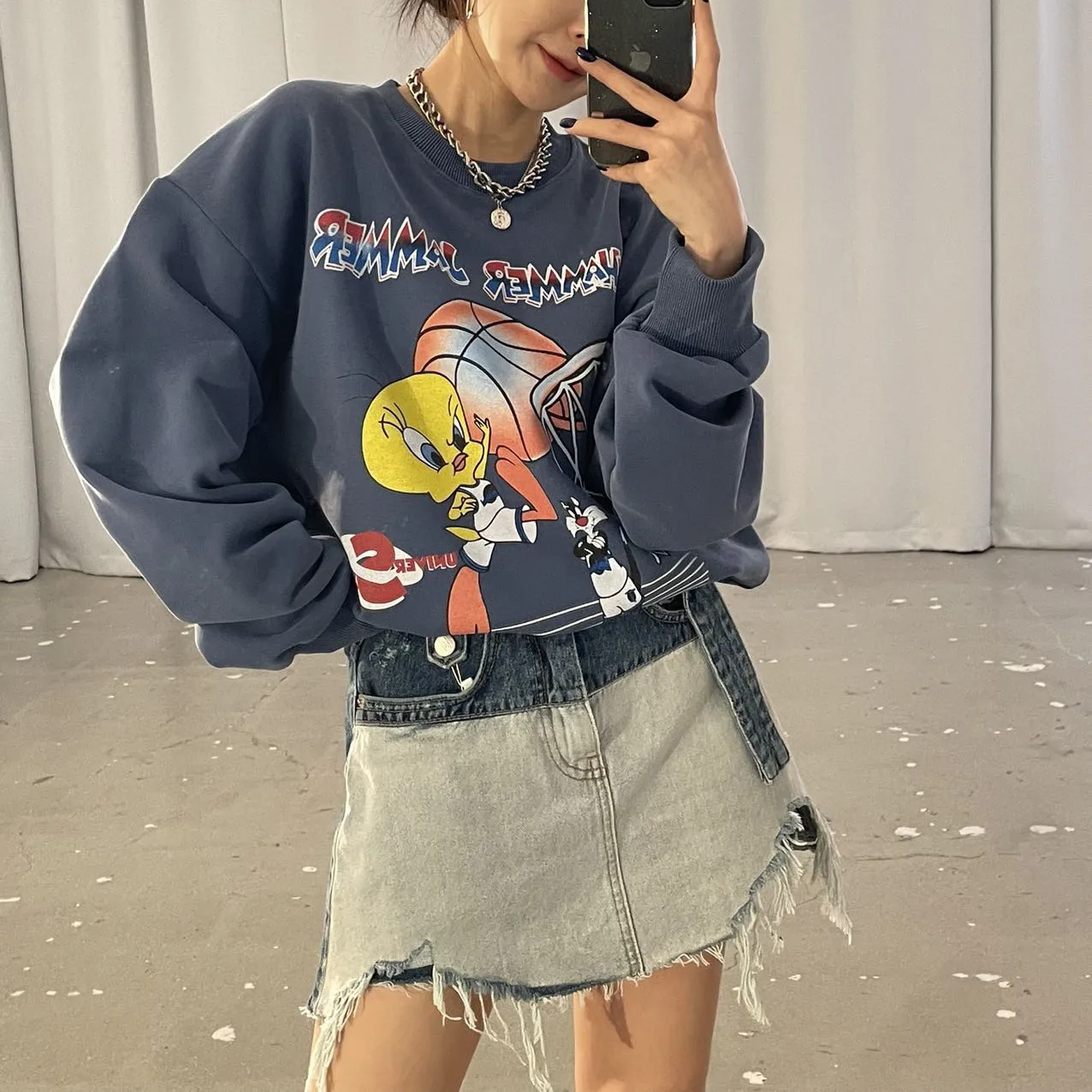 

High Waist Bell Bottom Retro Style Korean Design Women's Jeans Spring Summer Fashionable Versatile Slimming Denim Skirt