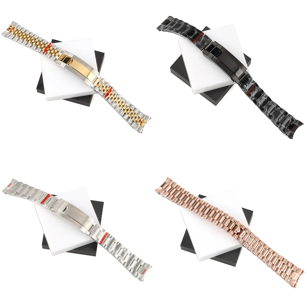 20mm Width Stainless Steel Jubilee Watch Strap Bracelet For SUB 40mm Diving NH35 NH36 GMT Men Watches Oyster Presidential Strap