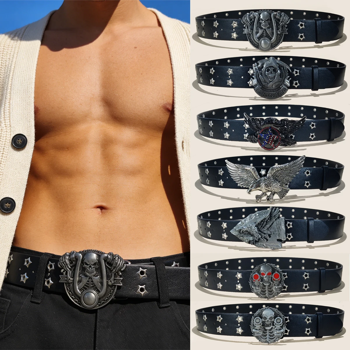 New Stylish Y2K Hollow PU Leather Fashion Punk Belt For Men Women-Trendy Accessory For Gift Giving，Neutral Waist Belts Plus Size