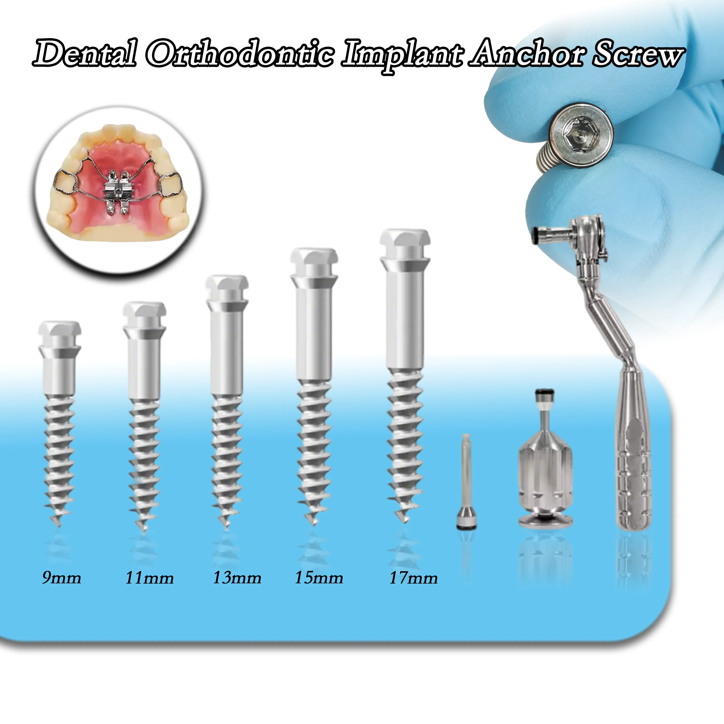 

Ортодонтический имплантат-анкер, ортодонтические мини-винты для расширения кости и отвертка с динамометрическим крутящим моментом для ортодонтического лечения