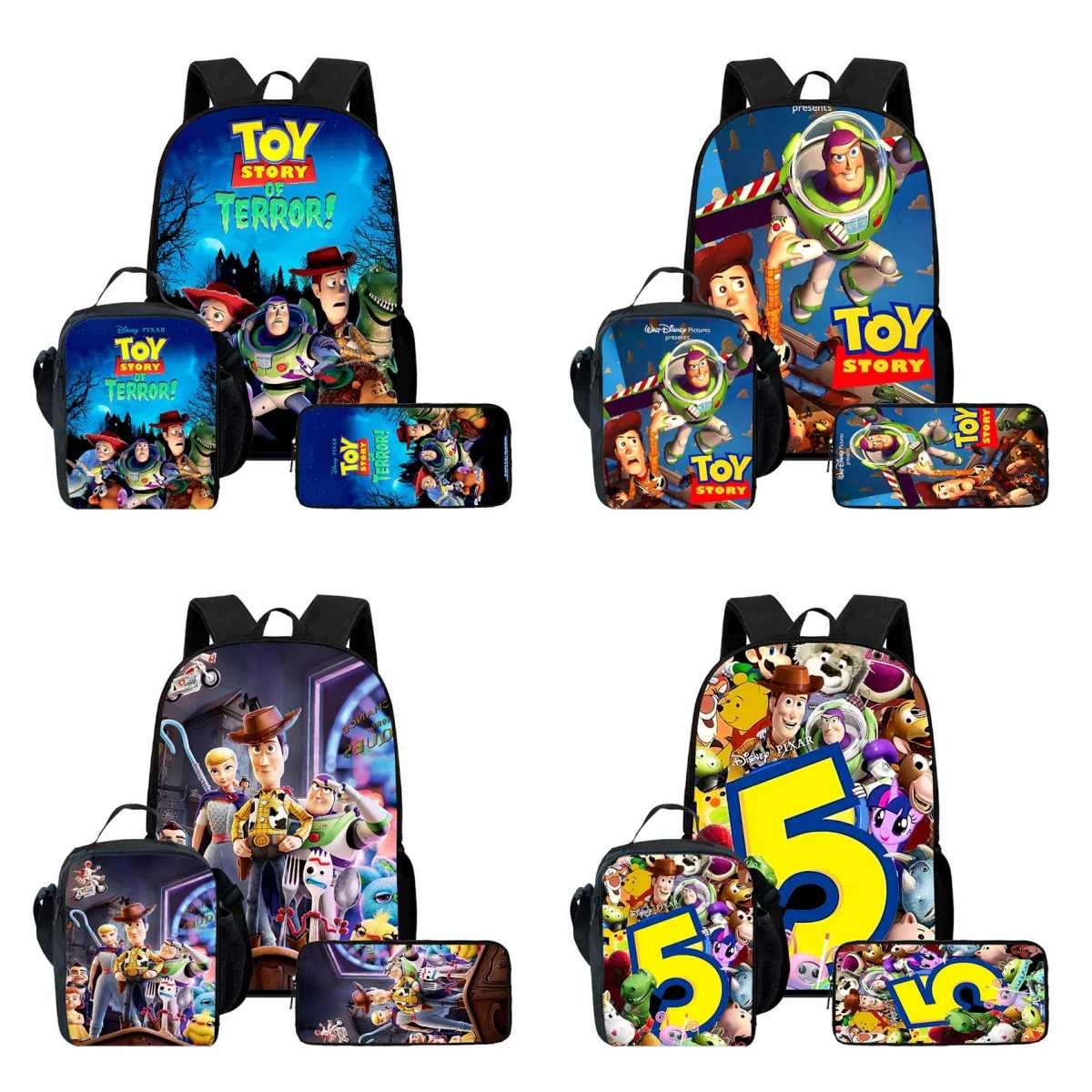 

Школьные сумки с героями мультфильмов для мальчиков и девочек, набор из 3 предметов, школьный рюкзак «История игрушек», 5 сумок для обеда, сумки-карандаши для детей от 10 до 10 лет, лучший подарок