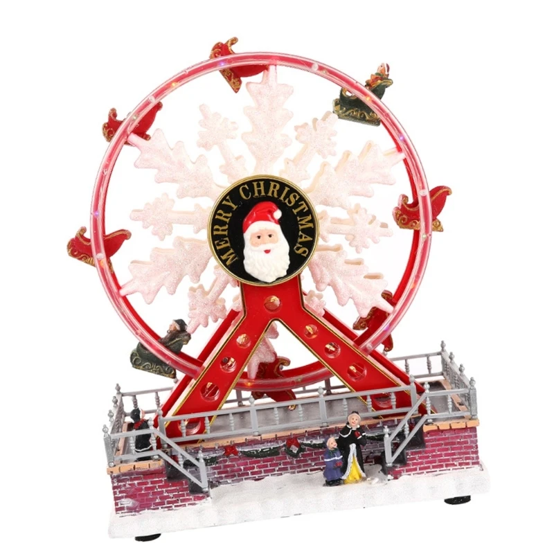 Christmas Decoration Animated Santa Rotating Ferris Wheel with LED Lighting and Tunes Stylish Desktop Ornament