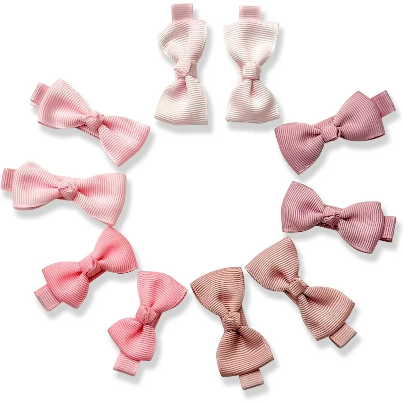 

10Pcs Boutique Tiny Baby Bows Grosgrain Hair Bows Non-Slip Full Lined Alligator Clips for Baby Girls Toddlers