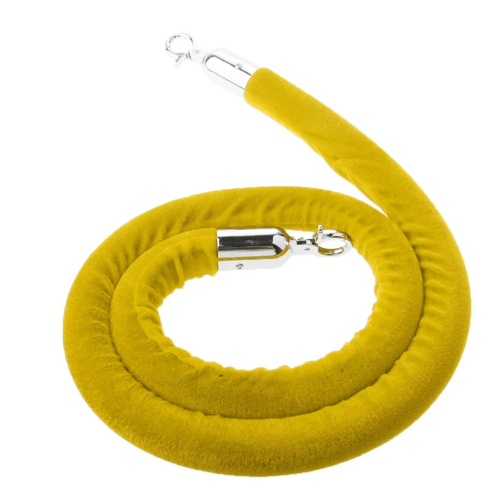 Crowd Control Rope Barrier Rope Industrial Hook Mirror Polished Self-Closing Buckle Velvet Cord 1PC 60 Inches Pole