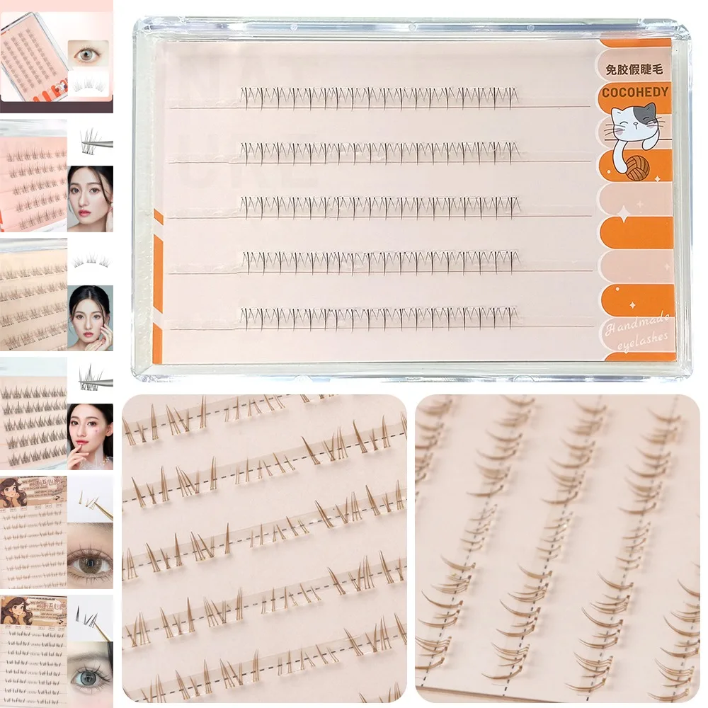 Press on Self Adhesive Cluster Lashes No Need Glue Natural Look Segmented Eyelashes Reusable Black/Brown