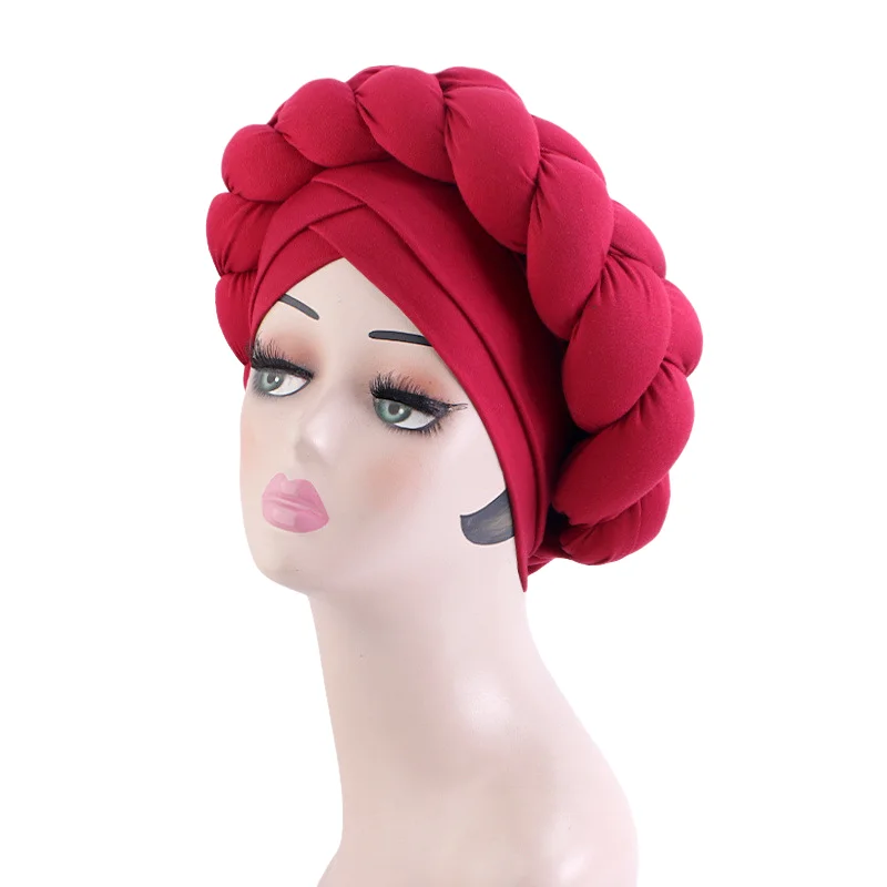 

New Exaggerated Braids Turban Cap for Women African Geles Wedding Party Headwear Hat Bonnets Headband Hat Muslim Hijab Head Wrap
