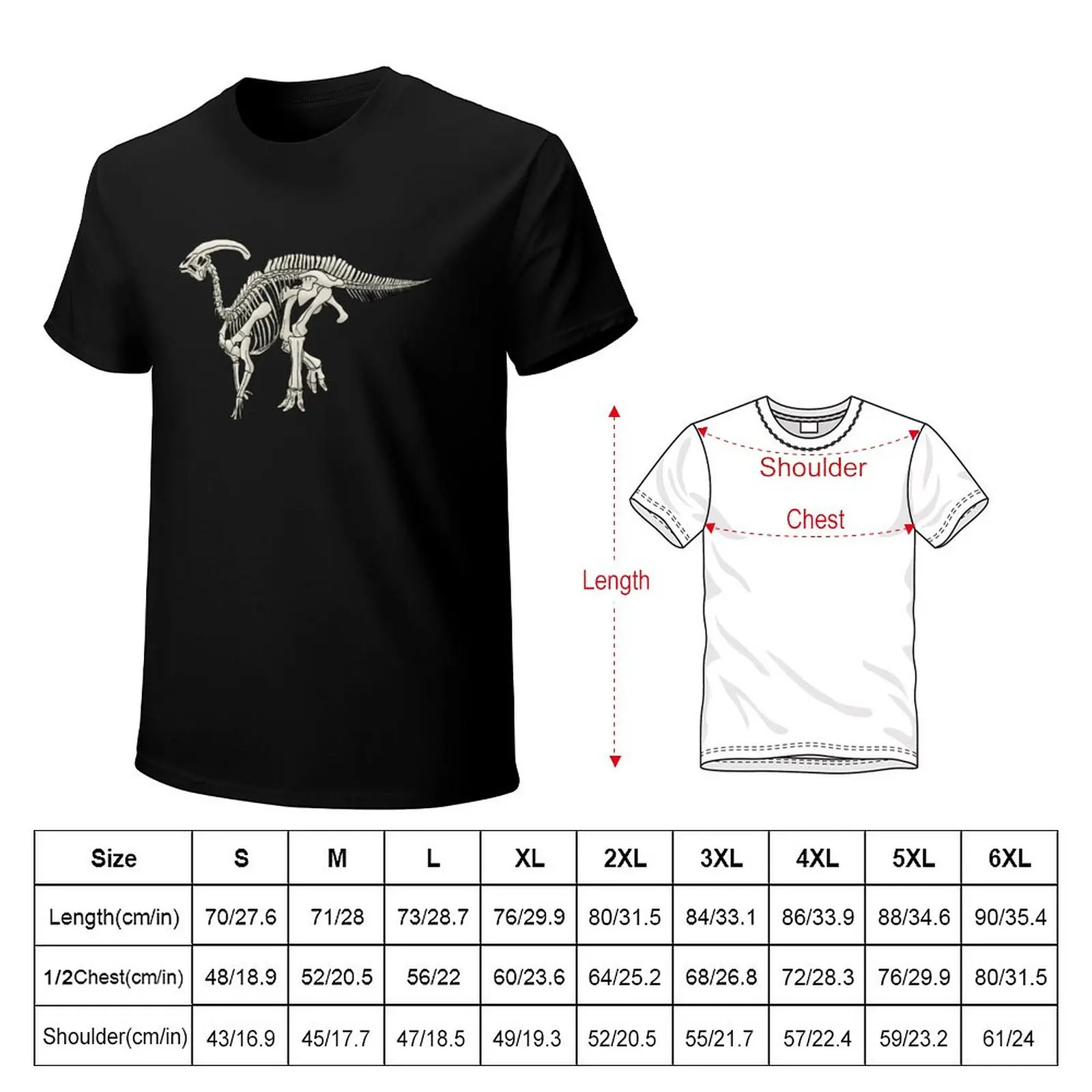 dinosaur parasaurolophus fossil skeleton T-Shirt oversized funnys anime clothes Men's t-shirts