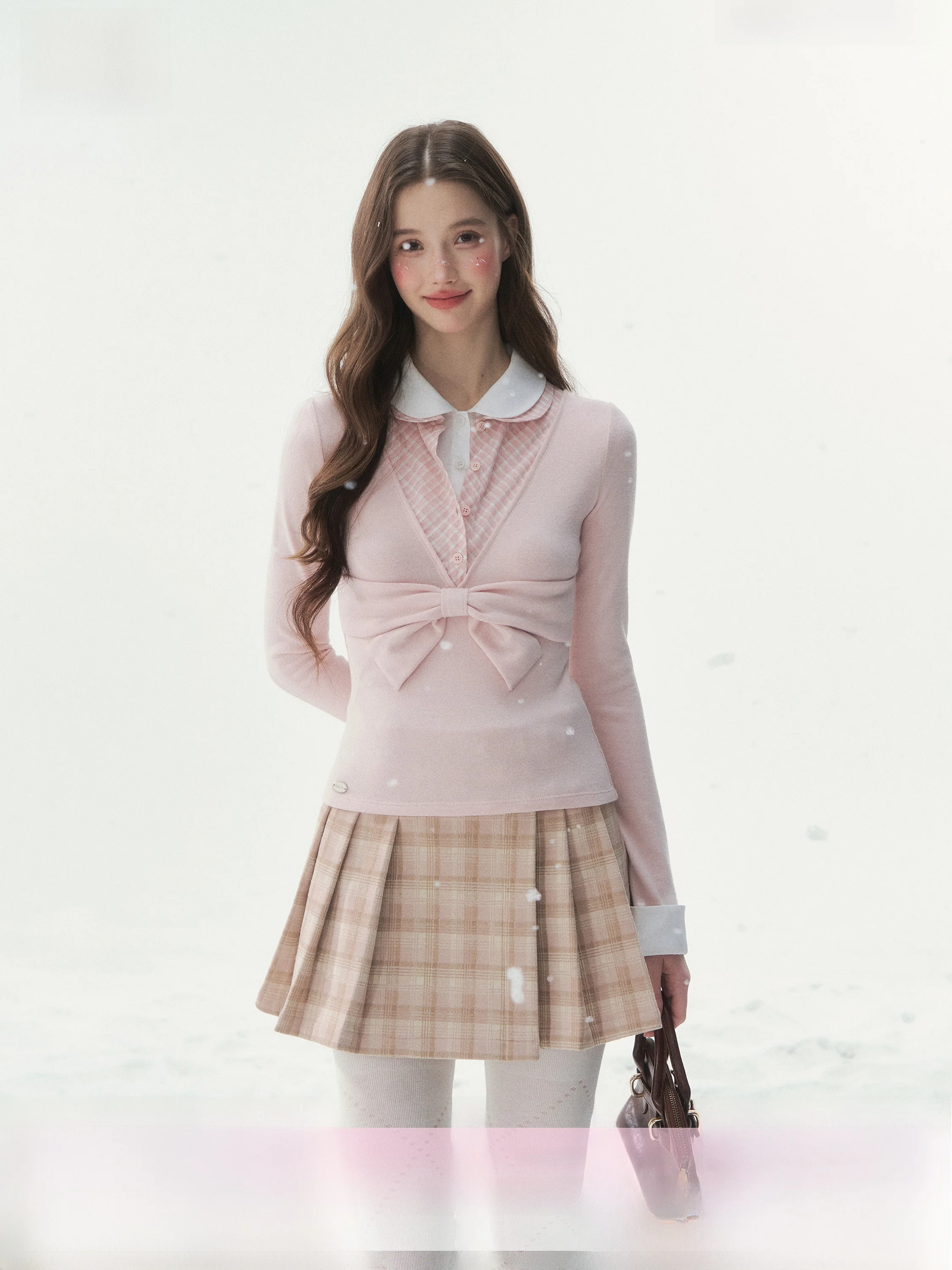 

Винтажная футболка-обманка SunsetPark с воротником-стойкой, оригинальная, для девочек, из полиэстера, с длинным рукавом, немнущаяся, для ранней весны