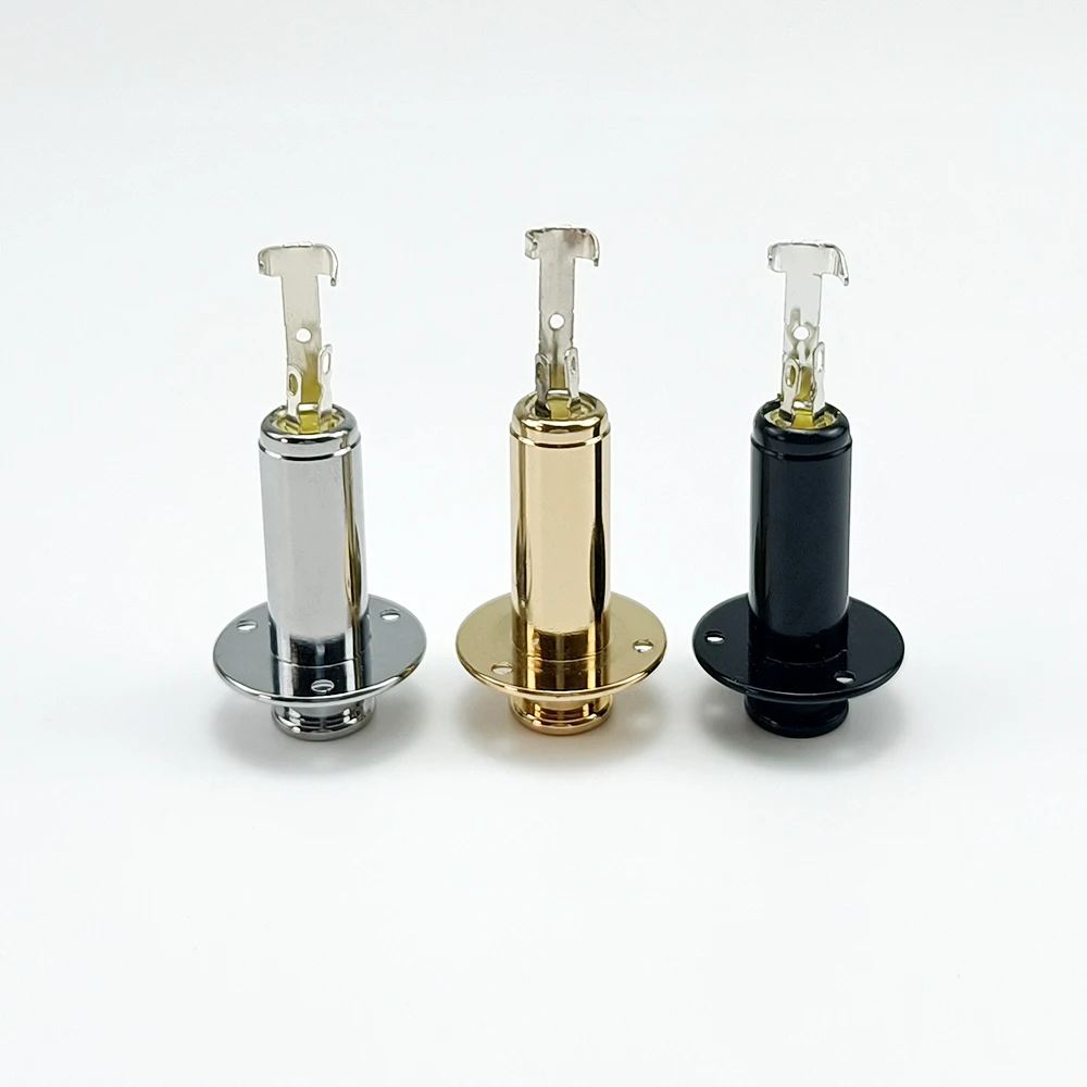 10pcs Brass Acoustic Electric Guitar End Pin EQ Output Input Jack Guitar Plug Socket 6.35 Guitar Parts Black Silver Gold