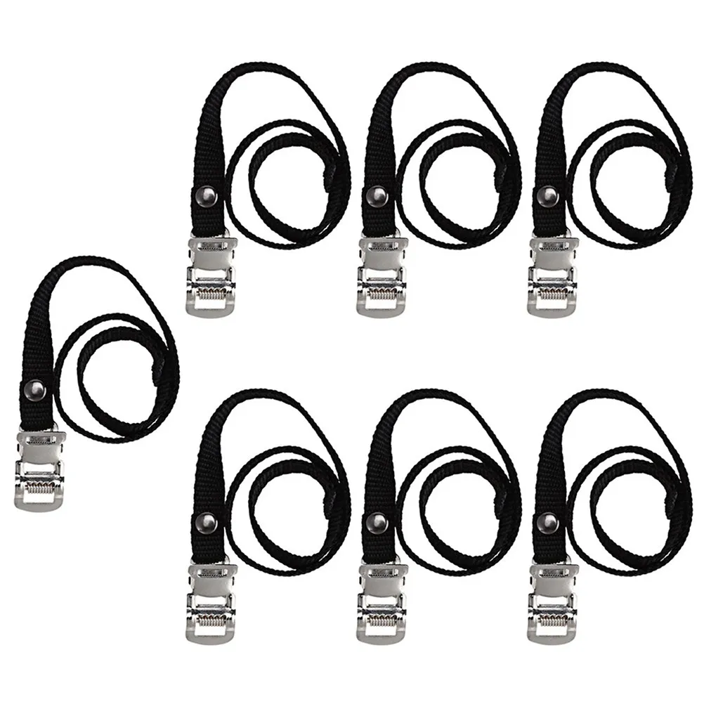 

Набор из 7 регулируемых нейлоновых ремней для велосипедных педалей с железными противоскользящими зажимами-фиксаторами для велотренажеров и велоспорта на открытом воздухе, универсальный размер