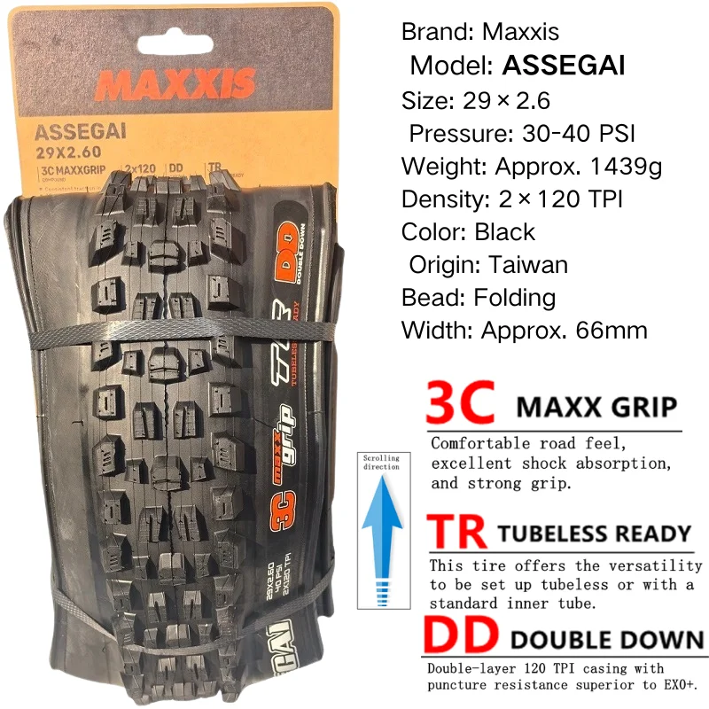 Maxxis ASSEGAI 27,5 29X2,5 Zoll Downhill Folding Vacuum Pannensicher ist ein hochfester Quick Drop-Reifen von Maxxis – Detail 8