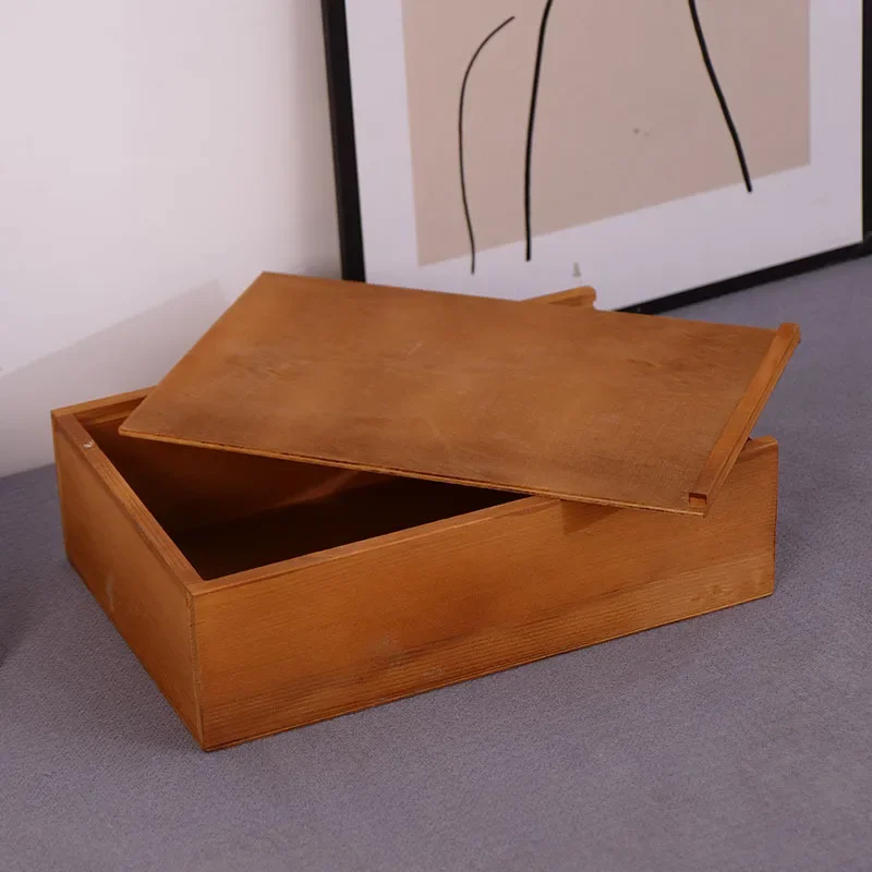 Vintage Style Wooden Storage Box with Sliding Lid, Desktop Decoration and Souvenir, Wood Drawer in Retro Color