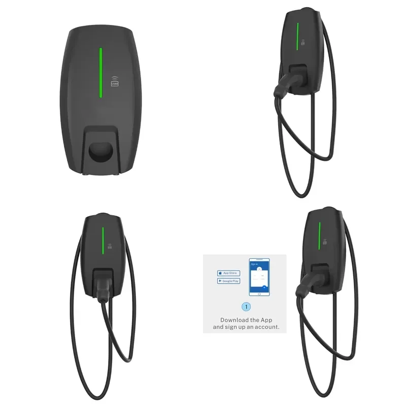 Customized Home Use EV Charger Enclosure 7KW/11KW Single Phase/3 Phase Electric Car EV Charger With RFID Smart Phone APP