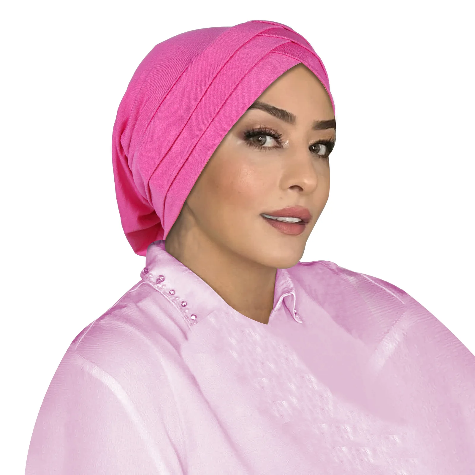 

Women Muslim Inner Hijab Hat Forehead Cross Beanies Jersey Elastic Headscarf Bonnet Hair Loss Head Wrap Handband Turbante Mujer