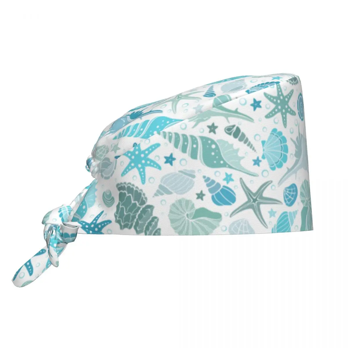 Gorro exfoliante de mariscos, conchas de mar, estrellas, océano marino, belleza, mascota, veterinario, gorros quirúrgicos, Spa, tienda de mascotas, veterinaria, enfermera Dental, sombreros de trabajo