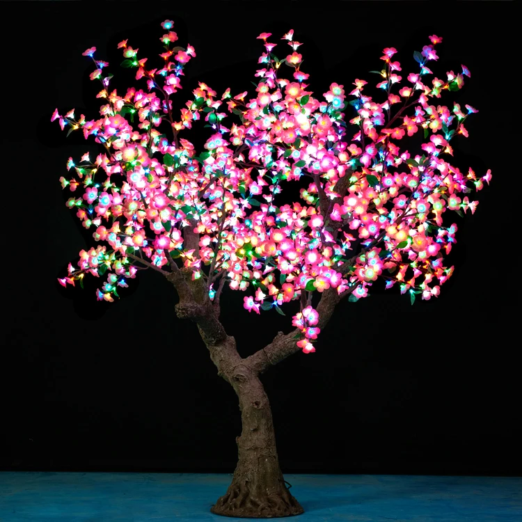 

Outdoor Waterproof Garden Hotel Cherry Lights Decor 8ft Christmas RGB Control Multi Color Artificial Led Glowing Tree