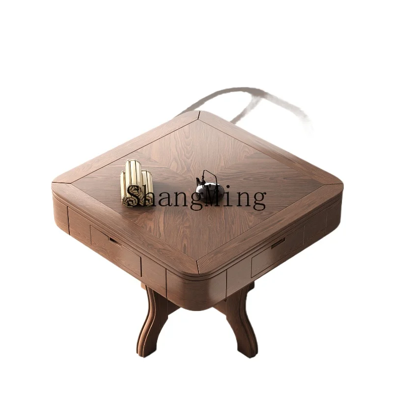 

YQ Chinese automatic solid wood mahjong machine household dining table can store high-end tea table mahjong table