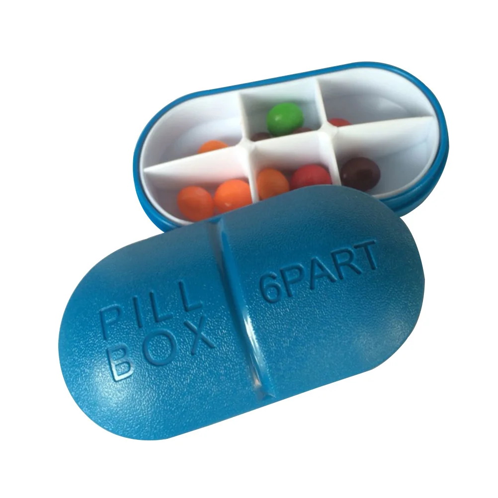 

6 Compartments Oval Pill Case Removable Portable Organizer For Travel Camping Fishing Medicine Storage Container Holder