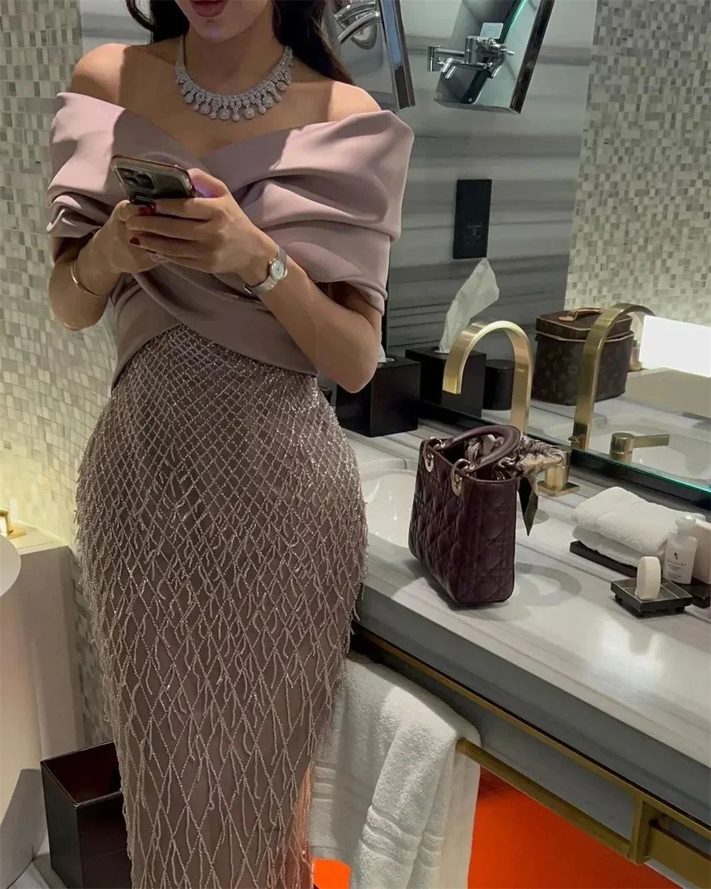 Customized Yipeisha Elegant Off Shoulder Dubai Evening Dresses For Women Exquisite Glitter Wedding Luxury Tassel Arabic Formal P