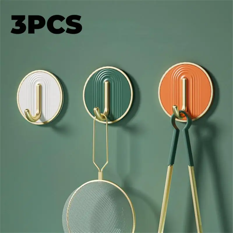 

3pcs Household Punch-free Hook Strong Adhesive Wall Towel Clothes Hook Bathroom Living Room Kitchen Storage Hook