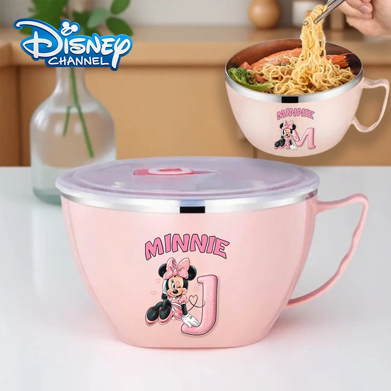 Minnie-fiambrera aislada de acero inoxidable, recipiente de comida antiescaldaduras con asa, tazón para sopa, tazón para mezclar fideos instantáneos