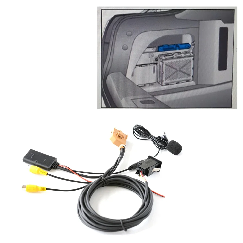 12V MMI 2G Bluetooth AUX Adapter with Mic for Audi Q7 A6 A8 2006-2008 J523 Only for AV1/AV2 Mode Music Audio Cable view 5