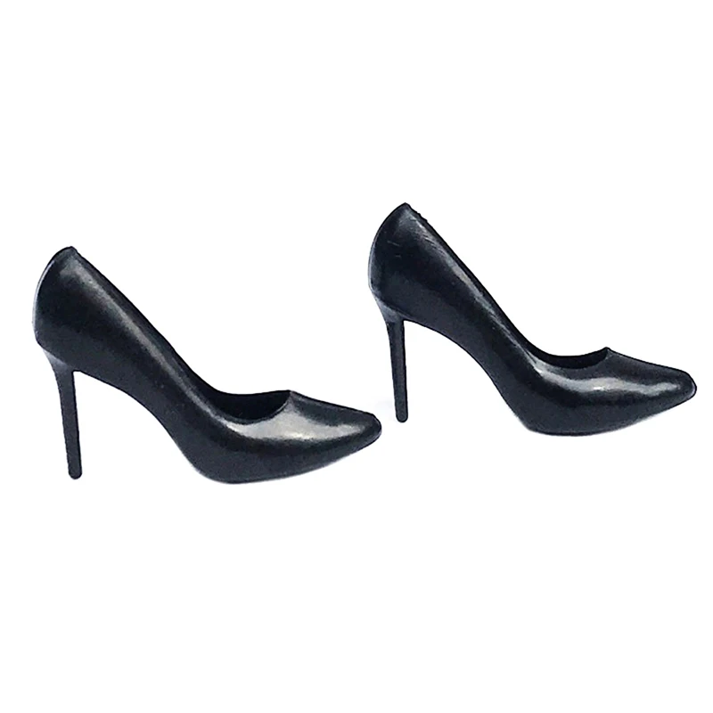 Fashion Girl High Heel Shoes for 1/12 Female Women Simulation Black Shoes Model for 12in Phicen Tbleague Body Doll Toy