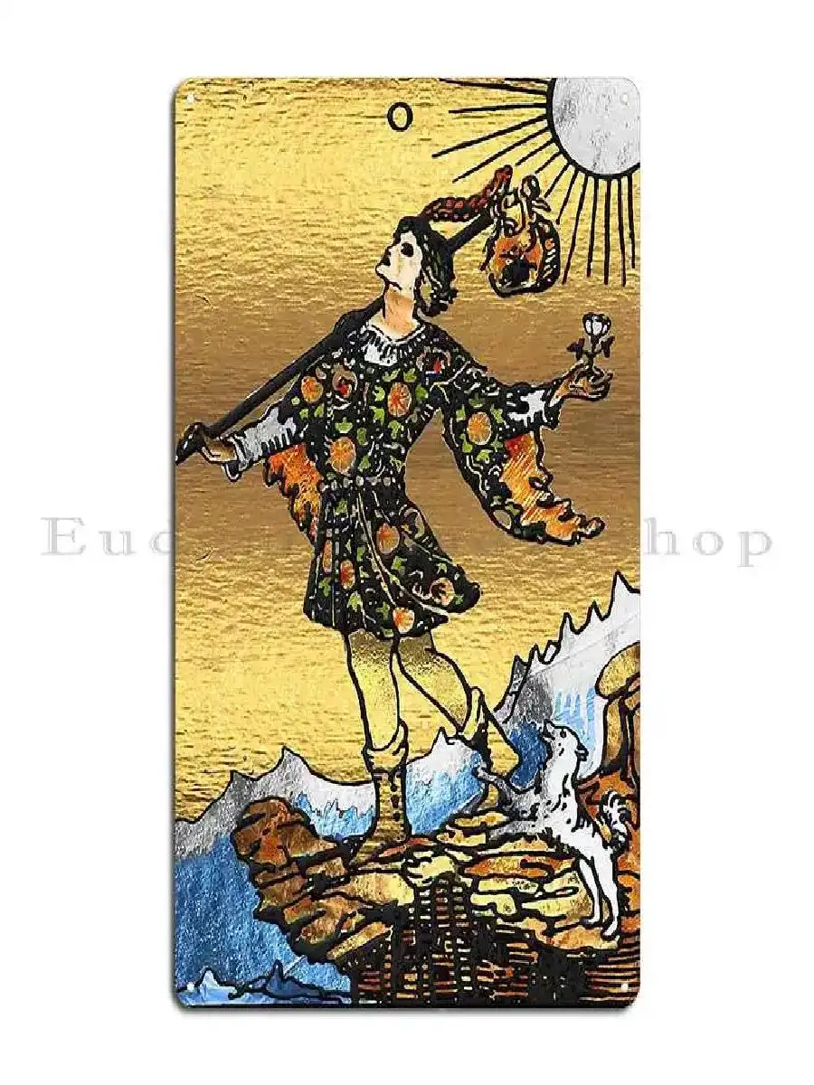 Tarot Gold Edition Major Arcana The Fool Metal Wall Sign  Customizable Classic Club Design Tin Poster for Home Decor Parties and