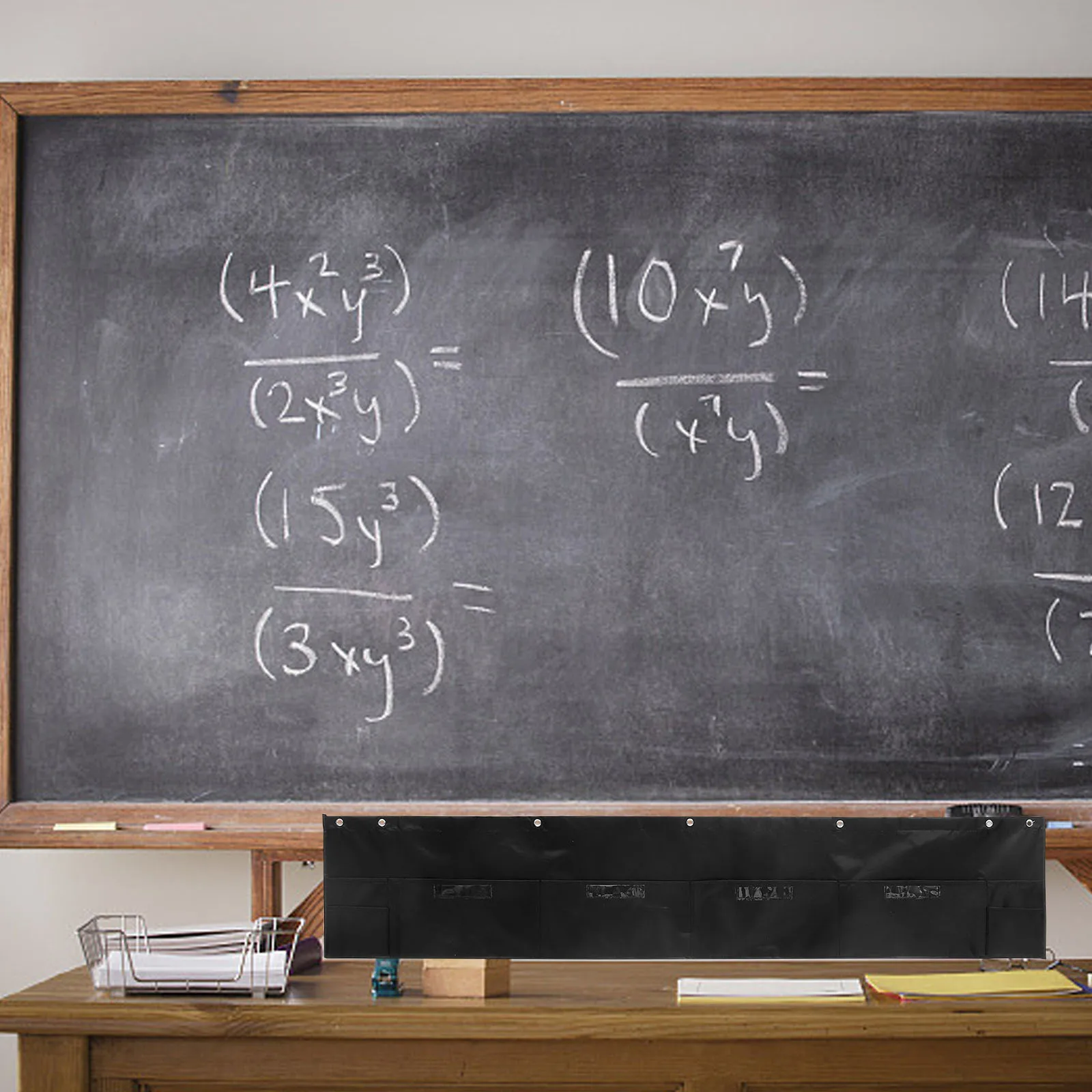 

1pc 4-Pocket Wall Mounted File Organizer Hanging Bag For Classroom Office Storage Multi-Function Pouch For Files Folders