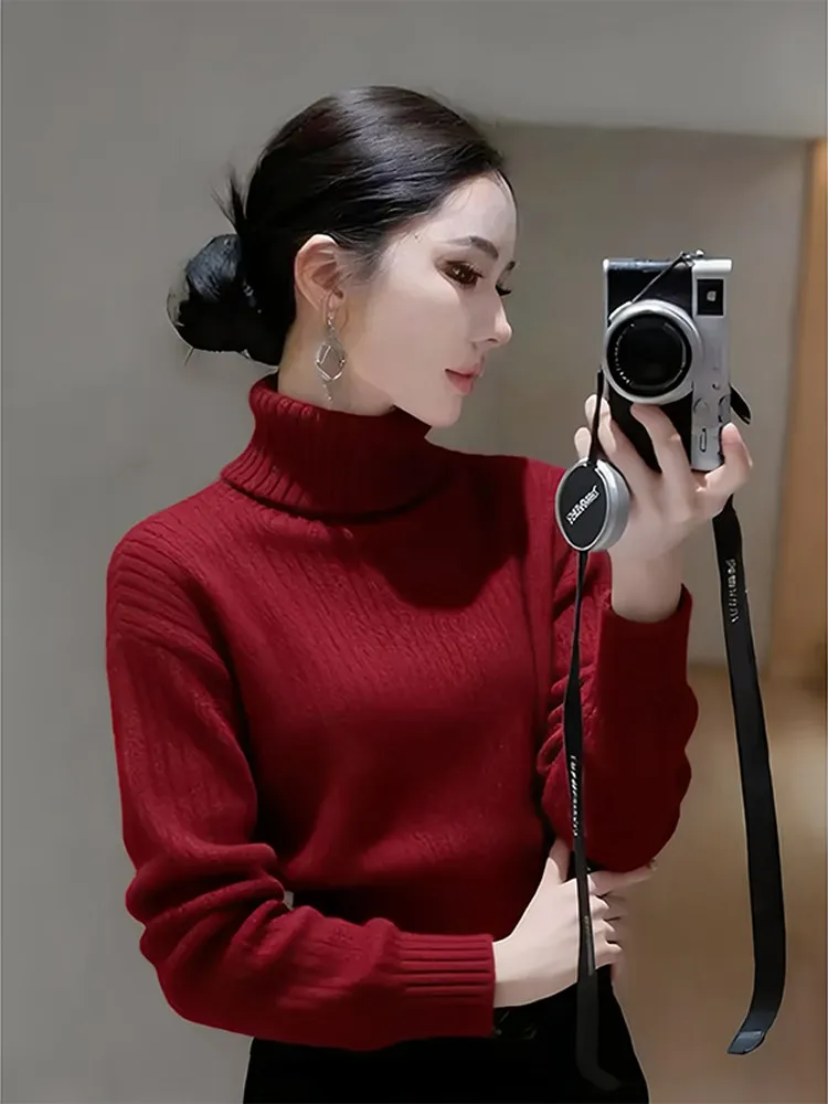 

Модная, простая, универсальная, высококачественная трикотажная женская свободная одежда для похудения, повседневная базовая одежда, длинный рукав...