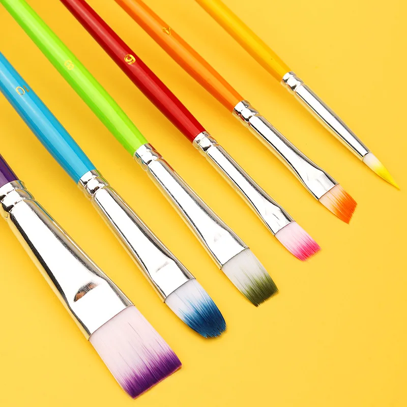 

6 Pcs Macaron Nylon Hair Paint Brushes Round Pointed Flat Tip Artist Paintbrushes For Watercolor Acrylic Oil Painting Art Suppli