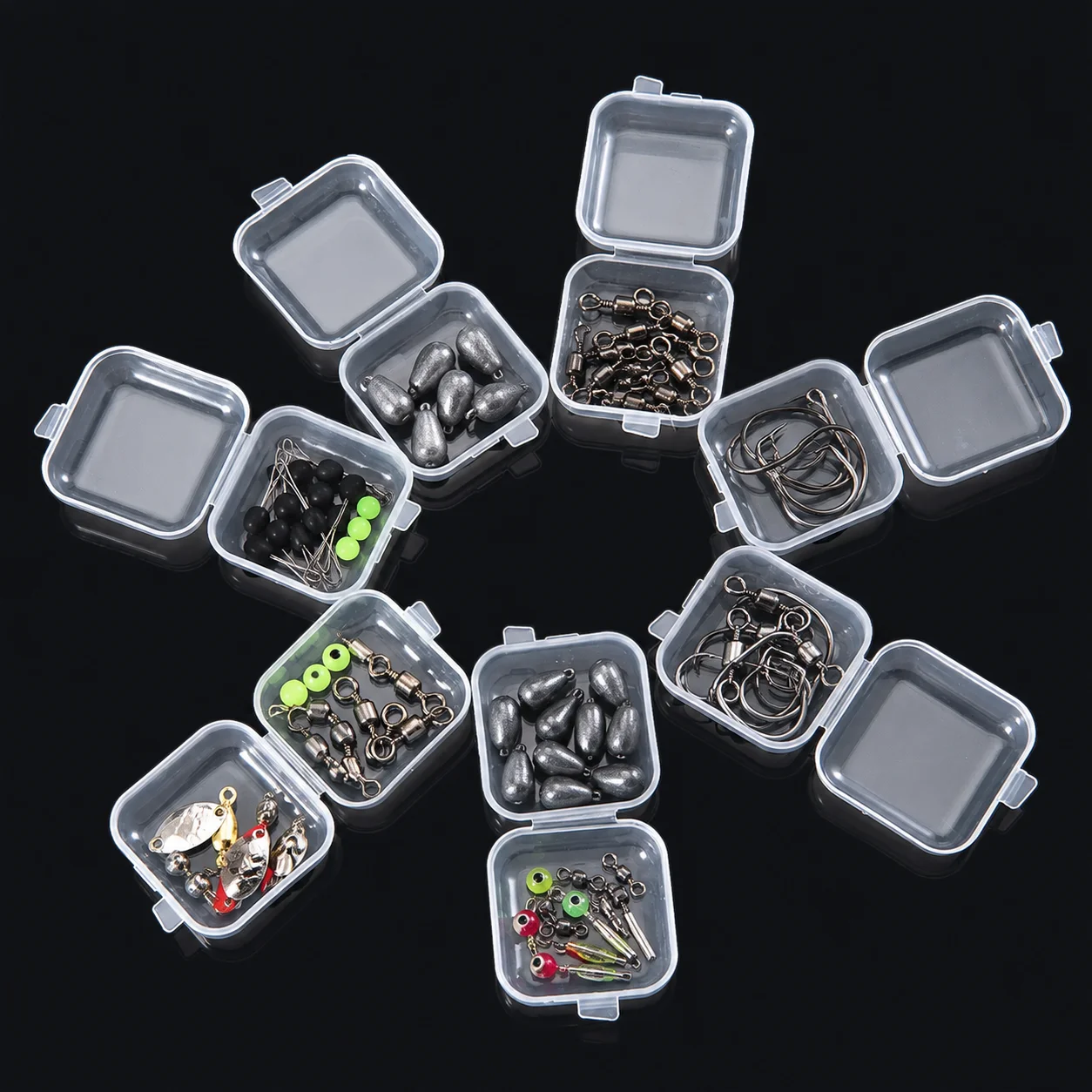 5/10/20PCS Mini Clear Storage Box Portable Small Parts Organizer Dustproof Case for Fishing Hooks Beads Swivels