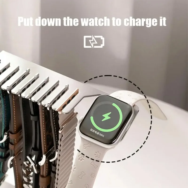 

Подходит для ремешка, кронштейн для хранения, подставка для зарядного устройства для Apple Watch с держателем ремешка, настольная стальная док-станция для зарядки iWatch G1S2