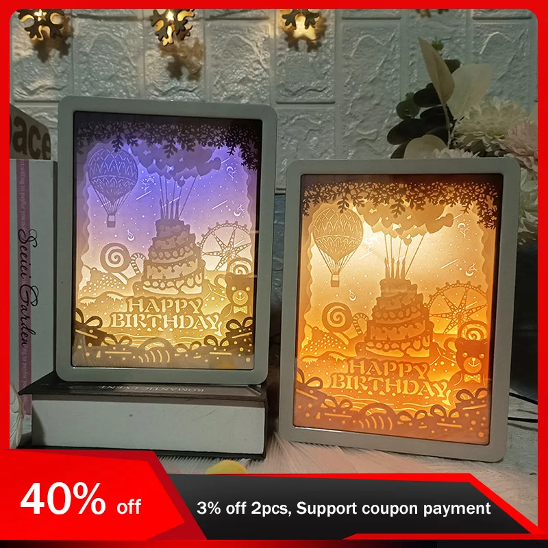 

21cm/8.27in 3D Light Painting Creativity Mirror Acrylic Led Night Lamp Luminous Toys Desktop Display Birthday Bedroom Decoration