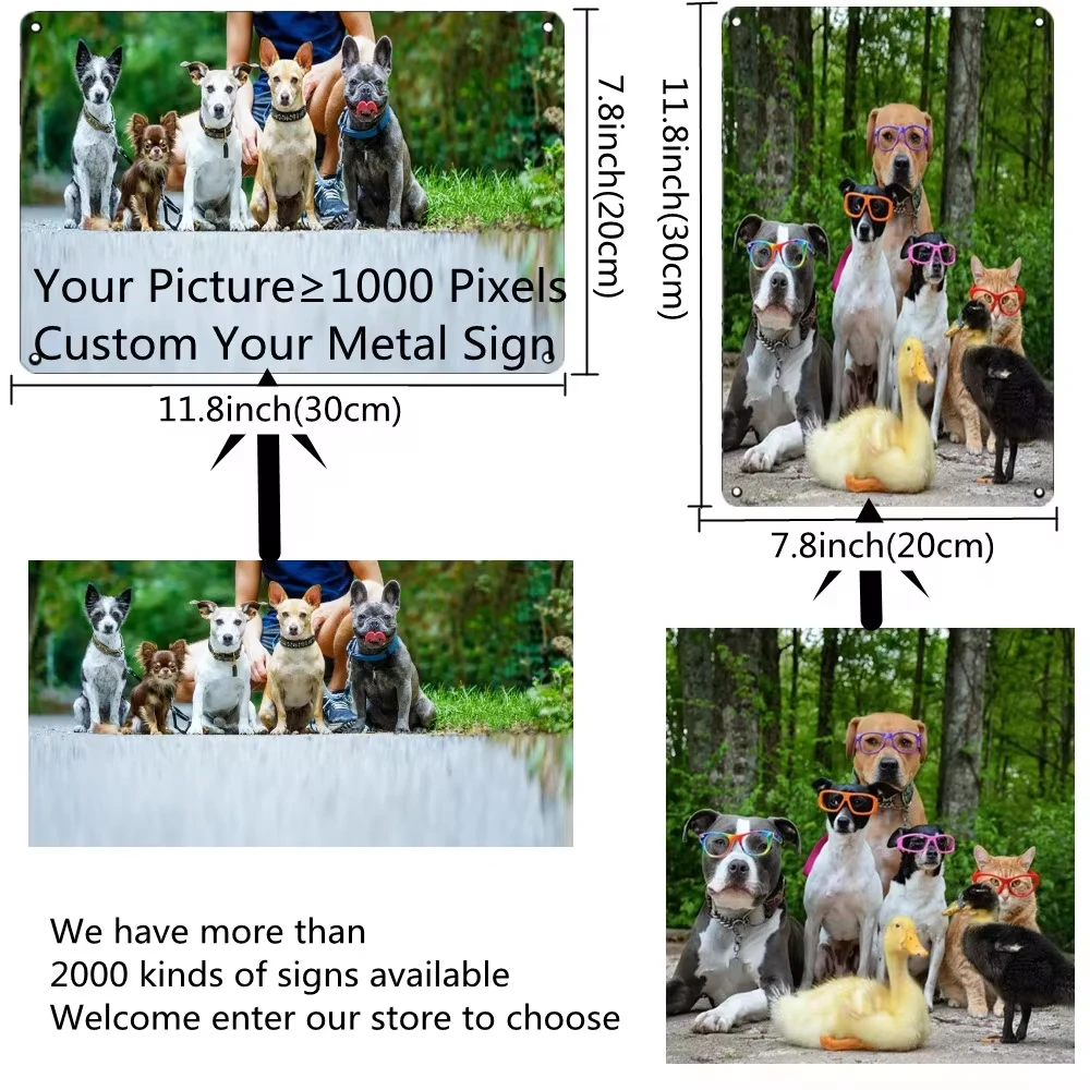 Personalized Custom Metal Tin Sign 20x30cm, Upload Your Photo Text Logo, Vintage Rounded Corner Aluminum Plaque Pre-drilled Hole view 5