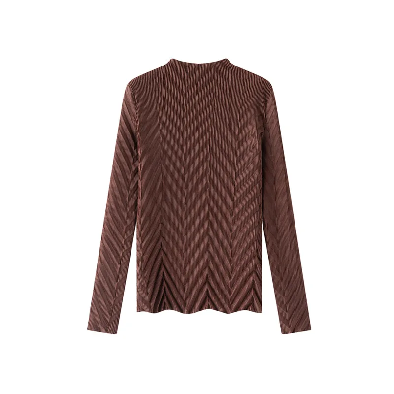 ミヤケプリーツ 2026 春新作 ラウンドネック 無地 プリーツブラウス 多用途 長袖Tシャツ インナーシャツ レディース