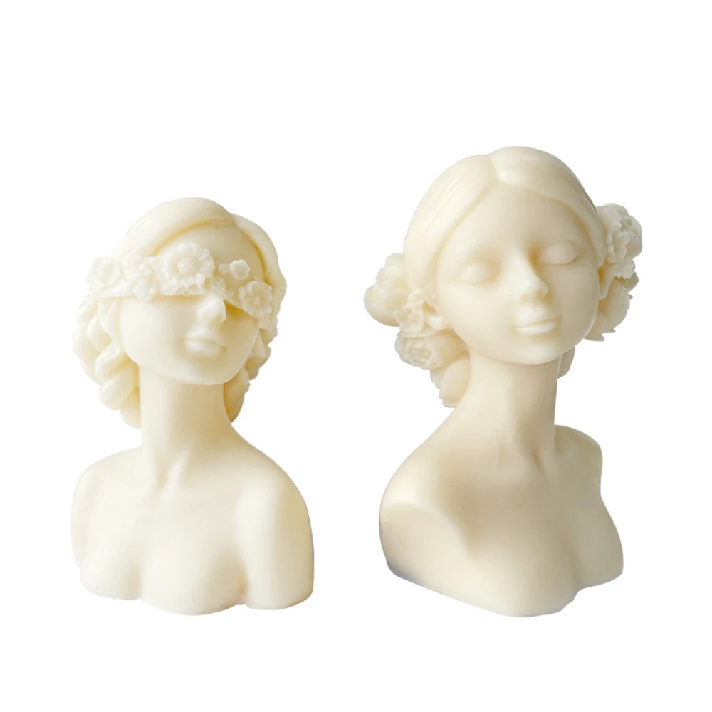 

Masked Girl Gypsum Portrait Sculpture Silicone Mold DIY Character Silicone Mold Scented Making Tools 3D DIY Handmade Fragrance