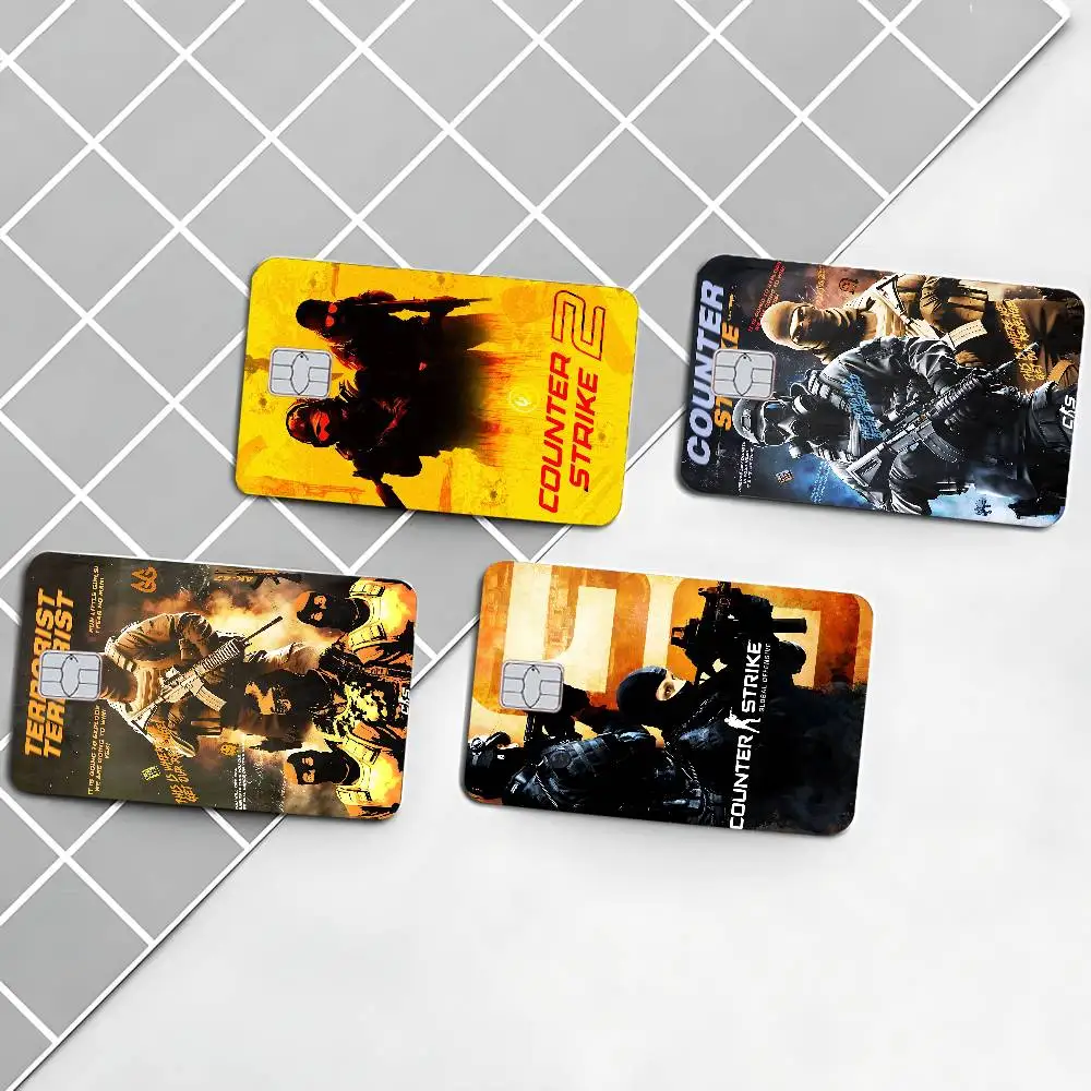 كاونتر سترايك CS 2 خمر أنيمي ملصق فيلم غطاء الجلد لبطاقة الائتمان بطاقة الخصم البنك الأمامية