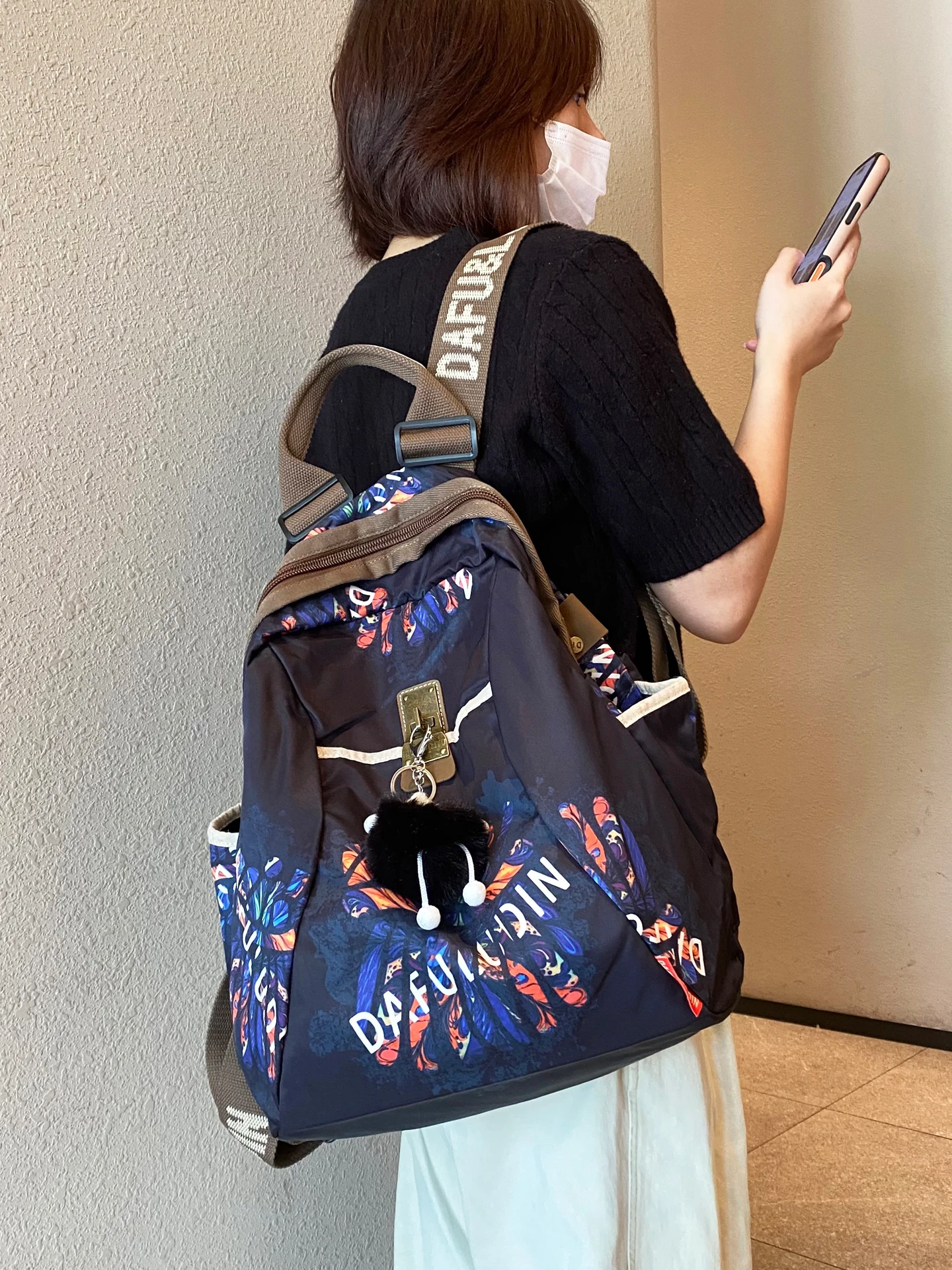 travel-lightweight-nylon-backpack-casual-outdoor-water-resistant-ladies-versatile-leisure-travel-three-use-printed-backpack