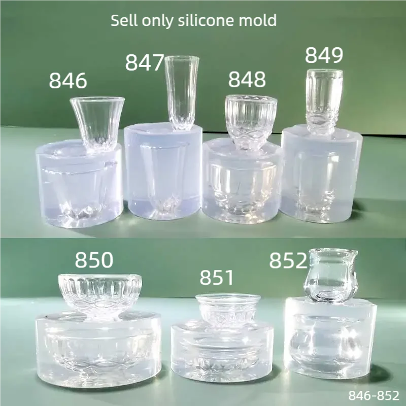 DIY artesanía Mini taza de vino molde para cuencos juego de comida molde de pellizco en miniatura Molde de resina Epoxy molde de resina UV