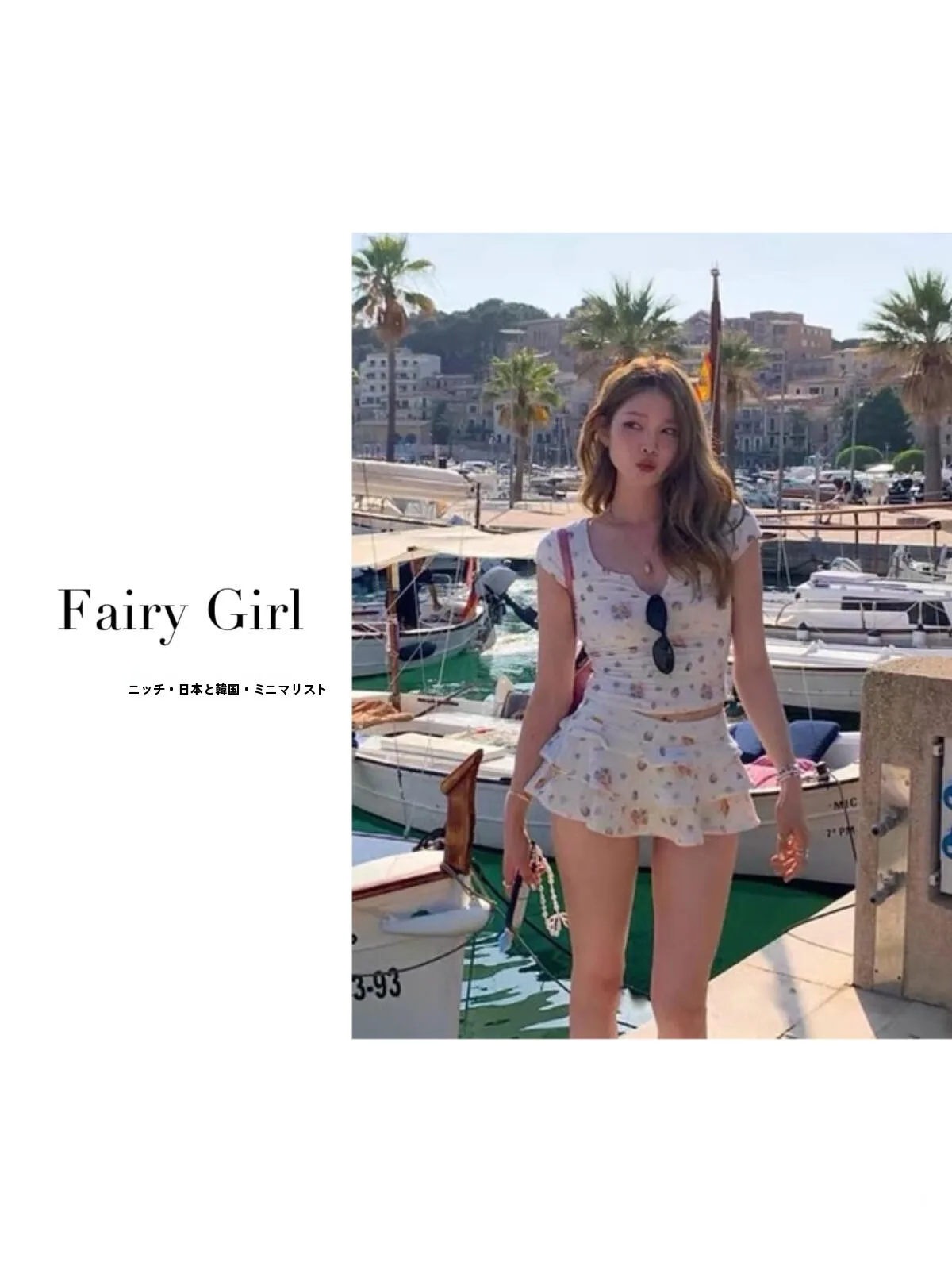 フレンチスタイル花柄ビキニ女性用水着半袖セパレート保守的な温泉水着女の子水着