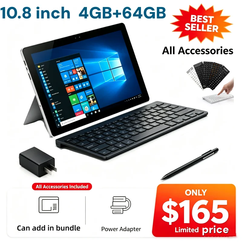 10.8 Inch T10 N3450 Quad Core 64 Bit CPU CWI540 Windows 10 Tablet PC, 4GB RAM+64GB ROM, 1920*1280 Full HD IPS Display