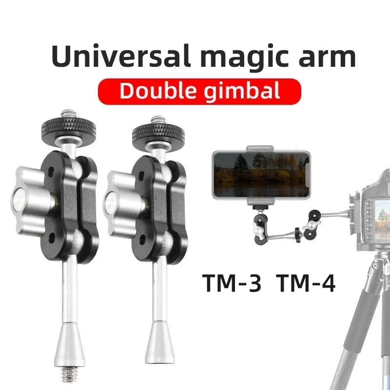 Double Ball head 1/4 inch Screw for SLR Camera Tripod Camera Cage Rig LED Video Light Microphone Field Monitor