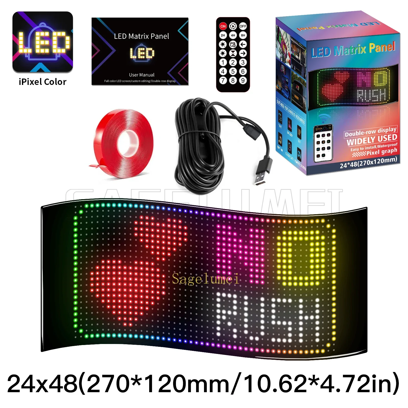 Devil Eyes Light Double Row Scrolling Cars Colorful Eye Lamp Soft Screen for Car Windows Large Programmable Flexible LED Screen